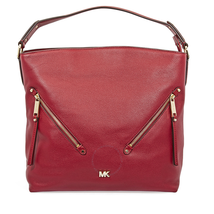 Michael Kors Evie Large Pebbled Leather Shoulder Bag- Maroon 30T8GZUH7L-550