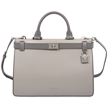 Michael Kors Tatiana Medium Leather Satchel- Grey 30F8ST0S2T-864