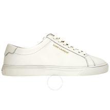 Saint Laurent Ladies Low Top Lace-up Sneakers in White with Logo 533726 0M500 9030