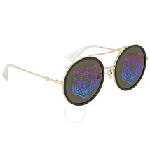 Gucci Green with Tiger Emblem Round Sunglasses GG0061S 014 56 GG0061S 014 56