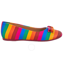 Ferragamo Kids Rainbow Stripe Ballerina Shoes, Brand Size 33 810225 706231