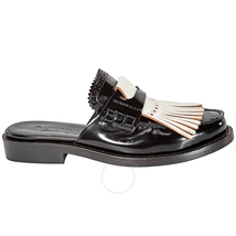 Burberry Ladies Black Fringe Leather Slipper 4071870