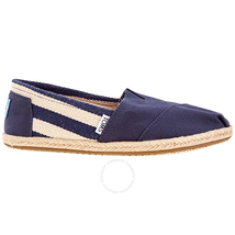 Toms Ladies Slip On Navy Stripe University Classic Alpargata Flat 10005419