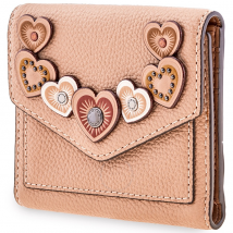 Coach Ladies Small Leather Wallet- Beige Hearts 29747 DKEQO