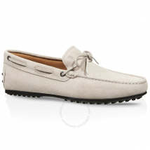 Tod's Men's White Nubuck Leather Moccasins XXM0LR00051RE09989