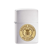 Bật lửa Zippo Air Force Crest Emblem Brushed Chrome Lighter