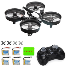 MysteryStone H36 Mini Quadcopter Drone RTF 2.4G 4CH 6 Axis Eversion with Headless Mode One Key Return, Remote Control UFO Nano Quadcopter with Four Extra Batteries and 5 in 1 Charger (Grey and Black)