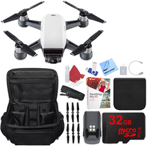 DJI Spark Alpine White Quadcopter Drone 32GB Photo Expedition Bundle
