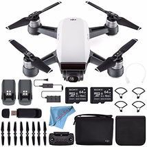 DJI Spark Fly More Combo (Alpine White) CP.PT.000899 + Sony 64GB microSDXC + Card Reader + Fibercloth Bundle