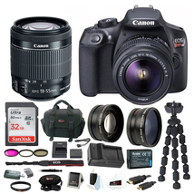 Canon EOS Rebel T6 DSLR Camera w/ EF-S 18-55mm IS II Lens + 32GB SD Card, Extra Battery and Charger, Filter Kit, Wide Angle And Telephoto Lenses & Bundle