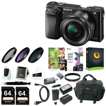 Sony Alpha a6000 Mirrorless Camera w/ 16-50mm Lens & Two 64GB SD Card Bundle