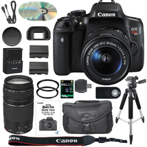 Canon EOS Rebel T6i/750D DSLR Camera Bundle with Canon EF-S 18-55mm IS STM Lens + Canon EF 75-300mm III Lens + 64GB SDXC Memory Card + Accessory Kit - International Version