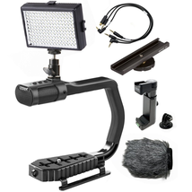 Sevenoak MicRig Video Bundle with Grip Handle, Stereo Microphone, LED Light, Shoe Extender Bracket, Windscreen, & Adapters for DSLR Cameras, Smartphones & GoPro