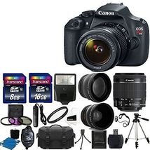 Canon EOS Rebel T5i Digital SLR Camera with EF-S 18-55mm f/3.5-5.6 IS Lens, 58mm 2x Lens, Wide Angle Lens and Complete Deluxe Accessory Bundle