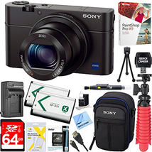 Sony Cyber-shot DSC-RX100 III 20.2 MP Digital Camera - Black + 64GB SDXC Memory Dual Battery Kit + Accessory Bundle