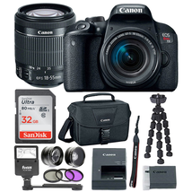 Canon EOS Rebel T7i Digital SLR Camera Bundle w/ EF-S 18-55mm f/4-5.6 IS STM lens + 58mm Wide Angle Lens + 58mm Telephoto Lens + Flash + Canon SLR Bag + 32GB SDHC Memory Card + 3pc Filter