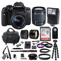 Canon EOS Rebel T6i Digital SLR w/ EF-S 18-55mm f/3.5-5.6 IS STM Lens + 58mm Wide Angle Lens + 58mm Telephoto Lens + Flash + 32GB SDHC Memory Card + 3pc Filter Kit + Wireless Remote Control + Bundle