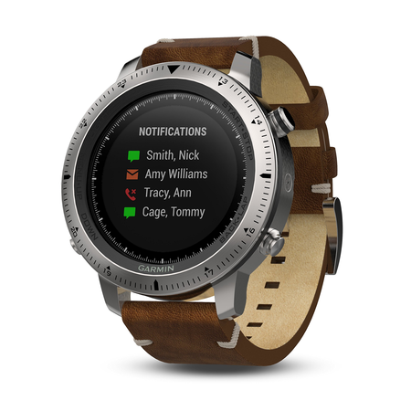 Garmin Fenix Chronos, Steel with Vintage Leather Watch Band