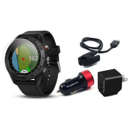Garmin Approach S60 (Black) Golf GPS Watch with Screen Protector & Charging Adapters Bundle