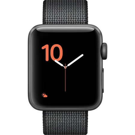 Apple Watch Series 2, 42mm Space Gray Aluminum Case with Black Woven Nylon Band