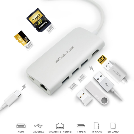 Cáp chuyển đổi đa năng USB-C Hub Type C 8 trong 1 cho Macbook hiệu ANNBOS - USA.