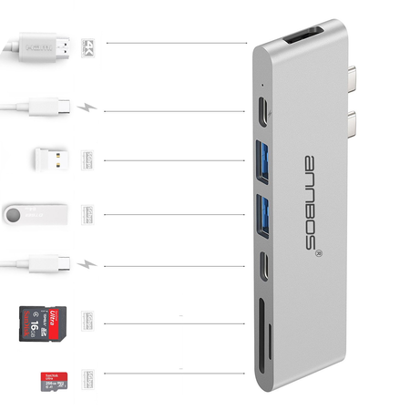 USB C ANNBOS A028kH7 Hub Multiport Adapter Aluminum 8-Port
