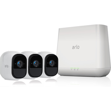 Arlo Pro by NETGEAR Security System with Siren – 3 Rechargeable Wire-Free HD Cameras with Audio, Indoor/Outdoor, Night Vision (VMS4330)