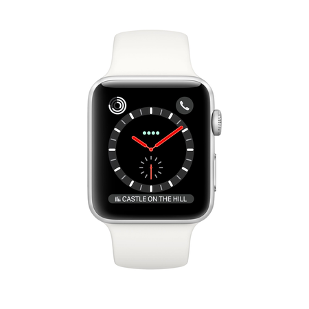 Đồng hồ Apple Watch Series 3 GPS + Cellular 42mm, Stainless Steel Case with Soft White Sport Band