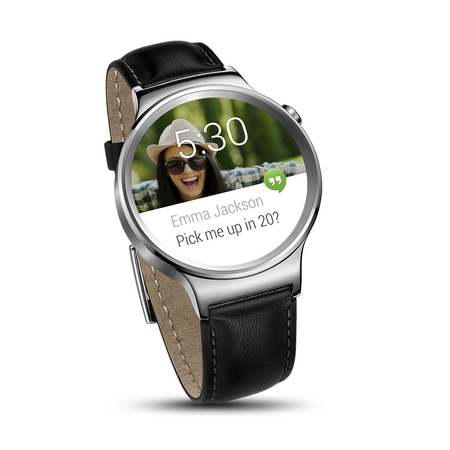 Huawei Watch Stainless Steel with Black Suture Leather Strap (U.S. Warranty)