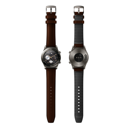 Huawei Watch 2 Classic – Titanium Grey with Brown Hybrid Strap - Android Wear 2.0 (US Warranty)