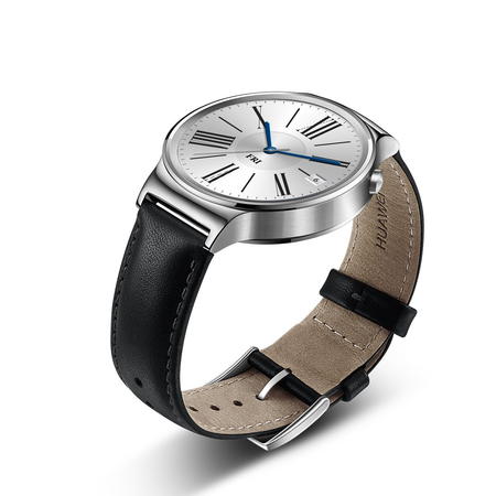 Huawei Watch Stainless Steel with Black Suture Leather Strap (U.S. Warranty)