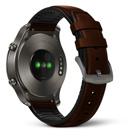 Huawei Watch 2 Classic – Titanium Grey with Brown Hybrid Strap - Android Wear 2.0 (US Warranty)