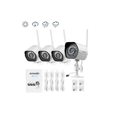 Zmodo Wireless Security Camera System & 6-Month Cloud Storage - All Inclusive CamCloud Bundle - Smart HD Outdoor WiFi IP Cameras with Night Vision