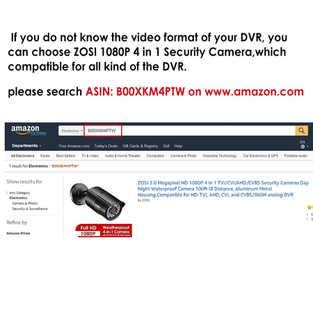 ZOSI HD 800TVL 24PCS IR-LEDs 3.6mm lens with IR Cut CCTV Camera Home Security Day/Night Waterproof Camera- 65ft(20m)