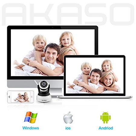 AKASO IP Security Wifi Camera 2.4GHz & 1080P Wireless Video Surveillance Monitor Home Indoor Webcam, 1920 ×1080, Pan/Tilt, Night Vision, Two Way Audio, SD Card Slot ( IP2M-903 )
