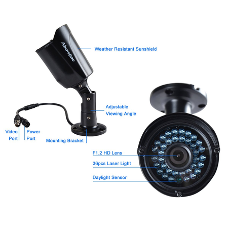 Security Camera, Abowone 1000TVL Waterproof Outdoor Bullet Camera Video Servillance Camera 36IR Leds Good Night Vision