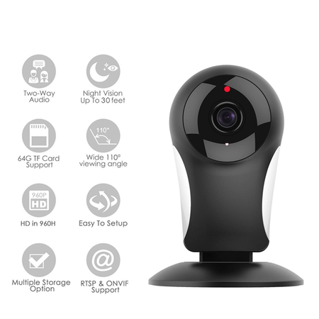Home Security Camera System, HOCOSY HD 960P Wireless IP Camera Support 2.4GHz Wifi, Day/Night Vision, Indoor/Outdoor Cam for House, Baby, Pet Security