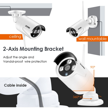 ZOSI 8 Channel NVR 960P High Definition Wireless WiFi Smart HD IP Outdoor Indoor Home Video Security Camera System 100ft Night Vision Pre-Installed 1TB Hard Drive