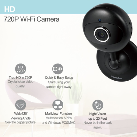 Wansview Home Security Camera, 720P WiFi Wireless IP Camera for Baby /Elder/ Pet/Nanny Monitor with Night Vision K2 4Pack (Black)