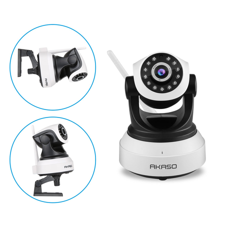 AKASO IP Security Wifi Camera 2.4GHz & 1080P Wireless Video Surveillance Monitor Home Indoor Webcam, 1920 ×1080, Pan/Tilt, Night Vision, Two Way Audio, SD Card Slot ( IP2M-903 )