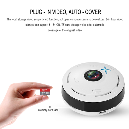 SamHity IP Camera Wireless Wifi 360 Degree Panoramic 2.0 Megapixel 1080P 2.4GHZ Security Camera Super Wide Angle Support IR Night Motion Detection Keep Your Pet & Home Safe (mini)