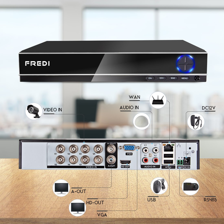 FREDI 4CH Security Camera System Full 960H DVR with 4x 800TVL Superior Night Vision IR Cut Leds indoor CCTV Camera (P2P Technology/E-Cloud Service,Without Hard Drive)