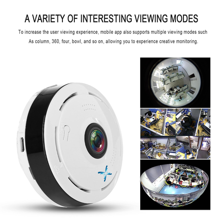 SamHity IP Camera Wireless Wifi 360 Degree Panoramic 2.0 Megapixel 1080P 2.4GHZ Security Camera Super Wide Angle Support IR Night Motion Detection Keep Your Pet & Home Safe (mini)