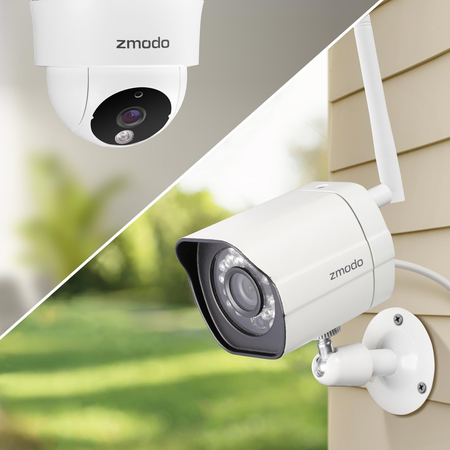 Zmodo 8 Channel 1080p HDMI NVR System Wireless 4 x Outdoor 720p HD + 4 x Indoor Wide Angle Wireless Security Camera System 500GB Hard Drive, Cloud Service Available