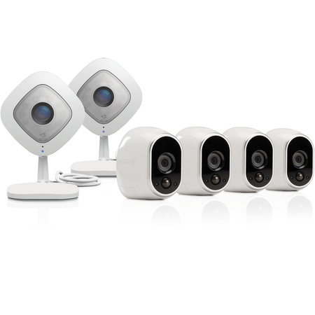 Arlo by NETGEAR Security Camera Kit – 4 Wire-Free Indoor/Outdoor HD Cameras & 2 Arlo Q 1080p HD Indoor Cameras | Night Vision (VMK3500)