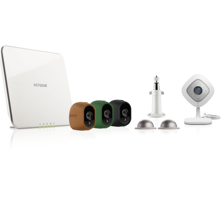 Arlo by NETGEAR Security Camera Kit – 3 Wire-Free Indoor/Outdoor HD Cameras with Skins & 1 Arlo Q 1080p HD Indoor Camera | Night Vision (VMK3200-100NAS)