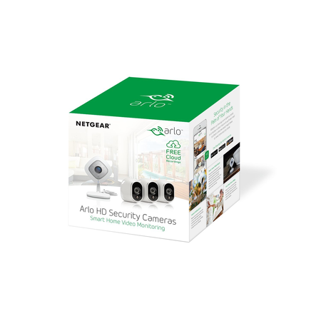 Arlo by NETGEAR Security Camera Kit – 3 Wire-Free Indoor/Outdoor HD Cameras with Skins & 1 Arlo Q 1080p HD Indoor Camera | Night Vision (VMK3200-100NAS)