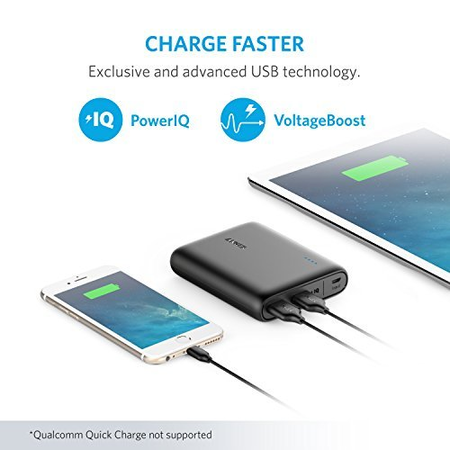 Anker PowerCore 13000, Compact 13000mAh 2-Port Ultra-Portable Phone Charger Power Bank with PowerIQ and VoltageBoost Technology for iPhone, iPad, Samsung Galaxy (Black)