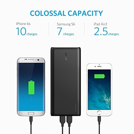Anker PowerCore 26800 Portable Charger, 26800mAh External Battery with Dual Input Port and Double-Speed Recharging, 3 USB Ports for iPhone, iPad, Samsung Galaxy, Android and other Smart Devices