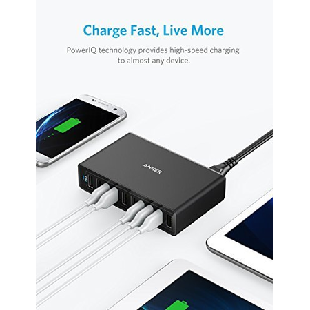 Anker 60W 10-Port USB Wall Charger, PowerPort 10 for iPhone X / 8/ 7 / 6s / Plus, iPad Pro / Air 2 / mini, Galaxy S7 / S6 / Edge / Plus, Note 5 / 4, LG, Nexus, HTC and More